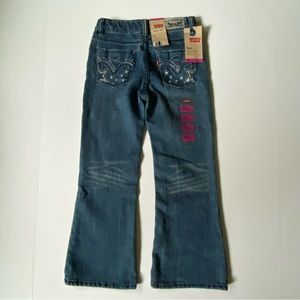 Girls Levi’s Size 6X Reg Flare New NWT Sequins Strauss Denim Pants Stretch.